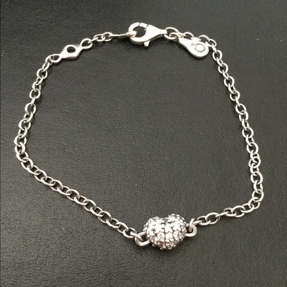 Pandora Heart pave silver bracelet with CZ - Picture 2 of 10